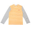 PLAY COMME des GARCONS MENS Small Red Heart Striped L/S T-Shirt YELLOWxGRAY画像