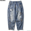 Liberaiders REPAIRED DENIM SARROUEL PANTS (INDIGO) #71703 メンズ ボトムス パンツ カバーオール デニム画像