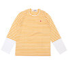 PLAY COMME des GARCONS MENS Small Red Heart Striped L/S T-Shirt YELLOWxWHITE画像
