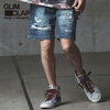 GLIMCLAP Print & vintage processing design denim short pants 12-140-GLS-CC画像