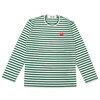 PLAY COMME des GARCONS MENS BORDER RED HEART L/S TEE GREEN画像