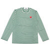 PLAY COMME des GARCONS MENS BORDER RED HEART L/S TEE GREEN画像