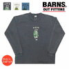 BARNS 長袖 クルーネック ヴィンテージライク プリント Tシャツ BR-22310画像