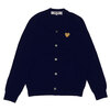 PLAY COMME des GARCONS MENS GOLD HEART WOOL CARDIGAN NAVY画像