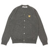 PLAY COMME des GARCONS MENS GOLD HEART WOOL CARDIGAN GRAY画像