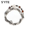 S'YTE Rutile quartz + Glass Beads Brass Bracelet BLACK画像
