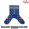 COOKMAN Crew Socks Bandanna Cross Navy 233-34950画像