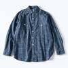 POST OVERALLS #1206-CLC1 No.6 Shirt : cotton/linen check 1 indigo画像
