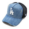 NEW ERA 9FORTY A-Frame トラッカー Damaged Denim ロサンゼルス・ドジャース ウォッシュドデニム 14109713画像