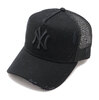 NEW ERA 9FORTY A-Frame トラッカー Damaged Denim ニューヨーク・ヤンキース ブラック 14109687画像