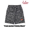 COOKMAN Chef Pants Short Front pocket Paisley Black 231-41978画像