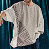 ANGENEHM Geometric jacquard fabric switching design oversized T-shirt AG04-015SCF画像