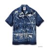 Duke Kahanamoku Lot No. DK39452 INDIGO COTTON HAWAIIAN SHIRT “COCONUT PALM & DIAMONDHEAD”画像