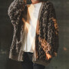 GLIMCLAP Minimai detail cardigan -Leopard feather yarn sweater- 19-023-GLA-CF画像