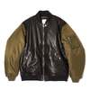 CRIMIE NYLON SLEEVE LEATHER MA1 JACKET CR1-02E5-JK08画像