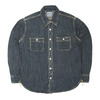 HOUSTON USA COTTON DENIM WORK SHIRT INDIGO VINTAGE WASH 40511画像