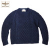 INVERALLAN 1H DENIM COTTON CREWNECK ARAN SWEATER画像