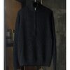 INTERIM WOOL SILK CASHMERE DEADSTOCK YARN DOUBLE RIB HALF ZIP KNIT IT25A149画像