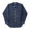 Workers Band Collar Shirt Indigo Cotton Linen画像