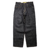 NEO BLUE Raw Denim Indigo Black (Gold Stitch) Baggy Jeans画像