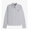 FRED PERRY Striped Seersucker Zip Through Overshirt M2403画像