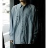 INTERIM SPOT BLEACH VINTAGE WASH BLUE SHUTTLE CHAMBRAY HYPER BIG US NAVY WORK SHIRT TYPE2 IT26S113画像