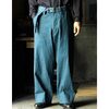 INTERIM BLUE SHUTTLE DENIM BELTED FRENCH ARMY MIL BAGGY TROUSER IT26S101画像