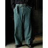 INTERIM AGED GARMENT WASH BLUE SHUTTLE DENIM BELTED FRENCH ARMY MIL BAGGY TROUSER IT26S103画像