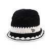 NEW ERA CROCHET KNIT BORDER ブラック/ホワイト 14744713画像