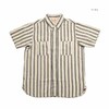 SUGAR CANE COTTON LINEN DOBBY HERRINGBONE STRIP S/S WORK SHIRT SC39727画像