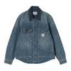 Carhartt WIP Oakland Shirt Jac - Blue / Dark Navy, Worn used wash I037532画像