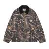 Carhartt WIP OG Detroit Jacket - Camo Feather Tree, Black / Black heavy stone wash I035614画像