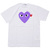 PLAY COMME des GARCONS MEN'S COLOR HEART PRINT TEE WHITExPURPLE画像