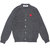 PLAY COMME des GARCONS MENS RED HEART WOOL CARDIGAN GRAYxRED画像