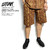 LEFLAH TIGER PATTERN DENIM CARGO SHORTS -BROWN-画像
