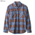 Brixton BOWERY L/S X FLANNEL (WASHED BROWN/MINERAL BLUE)画像