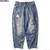 Liberaiders REPAIRED DENIM SARROUEL PANTS (INDIGO) #71703 メンズ ボトムス パンツ カバーオール デニム画像