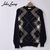John Laing Argyle Crew Neck Sweater 100% Pure Cashmere画像