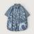 POST OVERALLS #3213S-SC NAVY CUT S/S : stripe chambray indigo画像