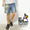 go slow caravan KNIT DENIM EASY BAKER SHORTS -BORDER- 380284IB画像