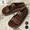 THE SANDALMAN VELCRO STRAP SANDAL HORWEEN LEATHER BROWN画像