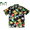TWO PALMS FLOWER RAYON HAWAIIAN SHIRTS black画像
