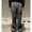 INTERIM INDIA WOOL CLASSIC HERRINGBONE WITH LEATHER PIPING 2-TUCK STRAIGHT SLACKS IT26A083画像